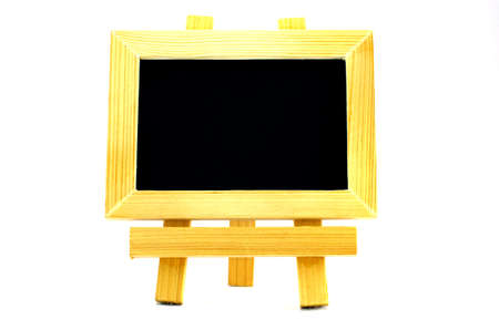 wooden menu board isolated on white backgroundの写真素材