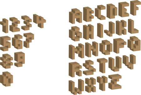 3D Pixel alphabet and numbers - illustrationのイラスト素材