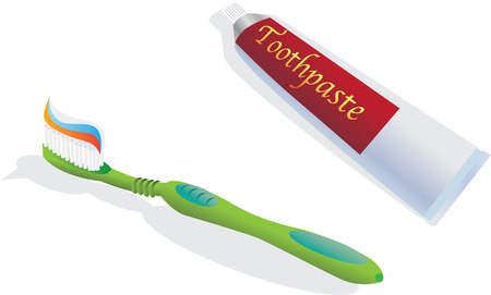 Toothbrush and toothpaste - color illustrationのイラスト素材