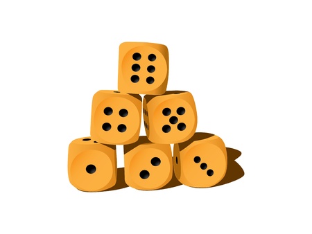 Six wood playing dices - illustrationのイラスト素材