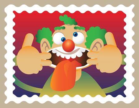 doodle clown in stamp - illuatrationのイラスト素材