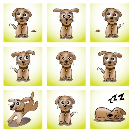 nine frames with cute puppy illustrationのイラスト素材