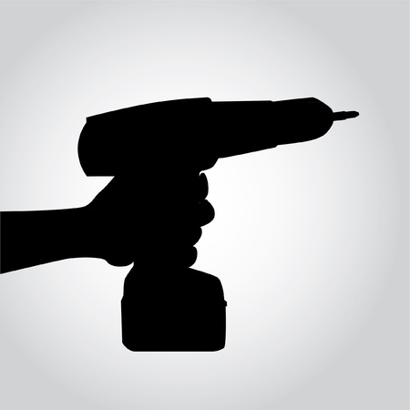 Silhouette Cordless Drill in hand - illustrationのイラスト素材