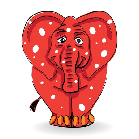 funny red elephant with white spots - illustrationのイラスト素材