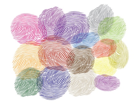 illustration of finger prints in various colorsのイラスト素材