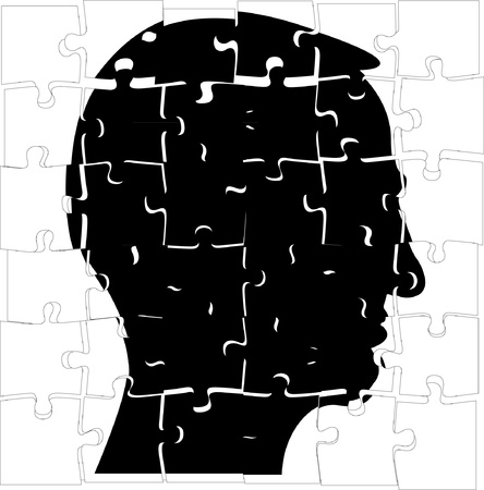 head silhouette from puzzle - illustrationのイラスト素材