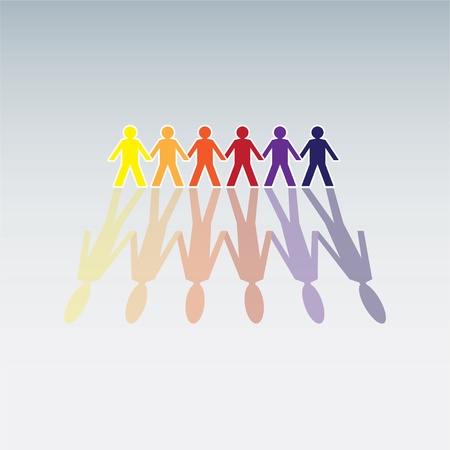 color human figures in a row - illustrationのイラスト素材