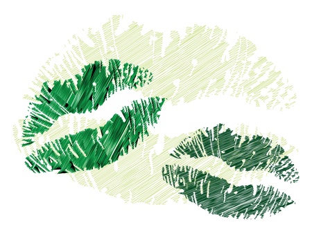 isolated grunge lips print on white - illustrationのイラスト素材