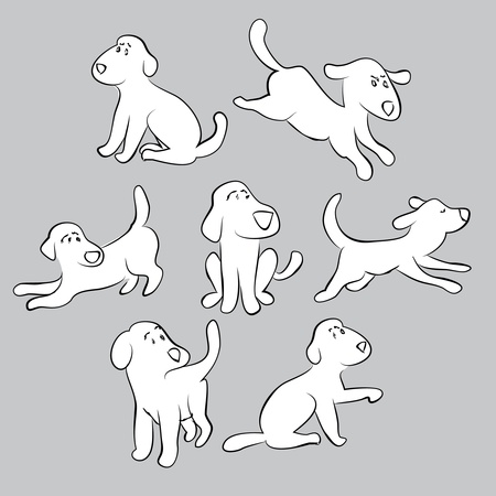 set of cute puppies - isolated illustrationのイラスト素材