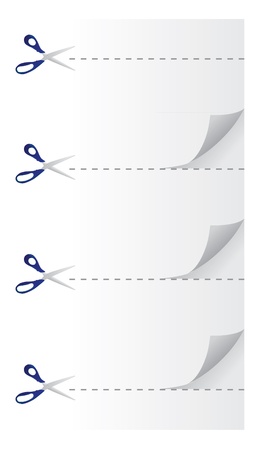 scissors cutting paper - realistic illustrationのイラスト素材