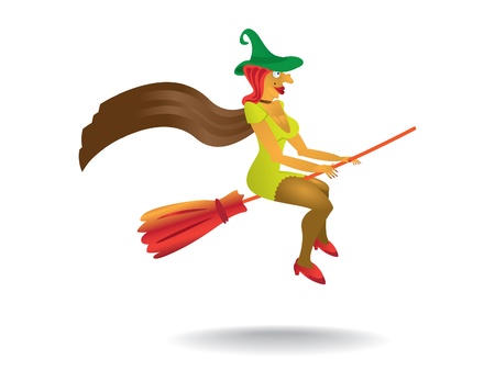sexy witch with witch hat and broomのイラスト素材