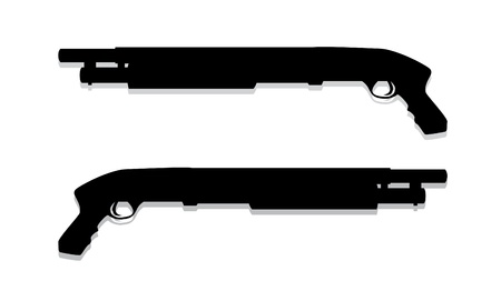isolated; two shotguns silhouette illustrationのイラスト素材