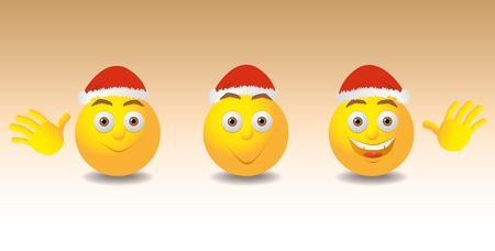 smilies with christmas hut - illustrationのイラスト素材