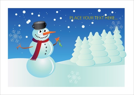 snowman postcard illustrationのイラスト素材