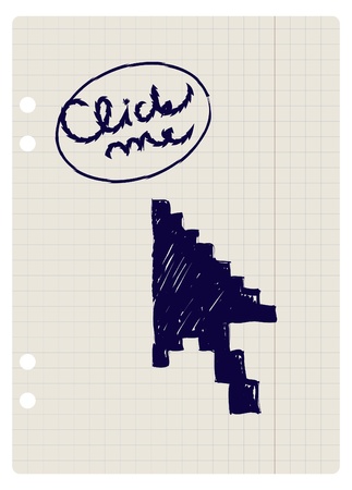   mouse pointer illustration on sheet of paperのイラスト素材