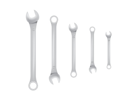 Stainless steel spanners realistic illustrationのイラスト素材