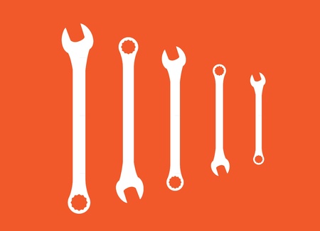 Stainless steel spanners silhouette illustrationのイラスト素材