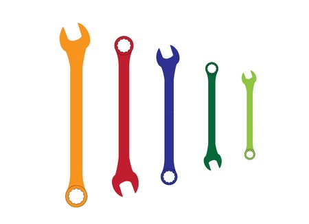 Stainless steel color spanners silhouette illustrationのイラスト素材