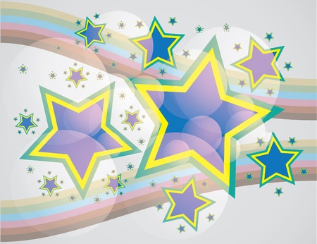 Abstract stars on rainbow stripes background - illustrationのイラスト素材