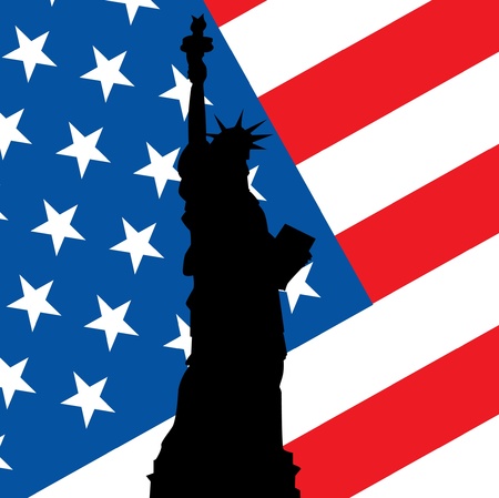 statue of liberty on use flag illustrationのイラスト素材