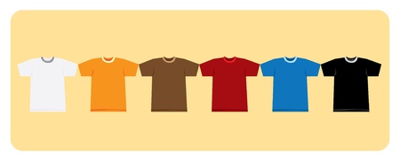 Color t-shirts on orange background illustrationのイラスト素材