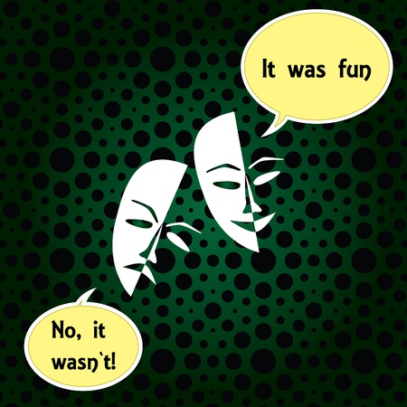Theatre masks lucky sad on a dark background- illustrationのイラスト素材