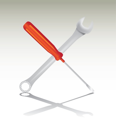 screwdriver crossing spanner tool - illustrationのイラスト素材