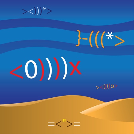 underwater life from emoticons - illustrationのイラスト素材
