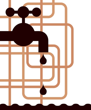 tap water and pipes - illustrationのイラスト素材