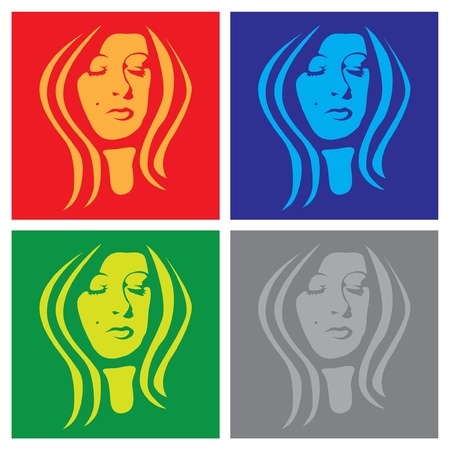 young woman face in popartのイラスト素材