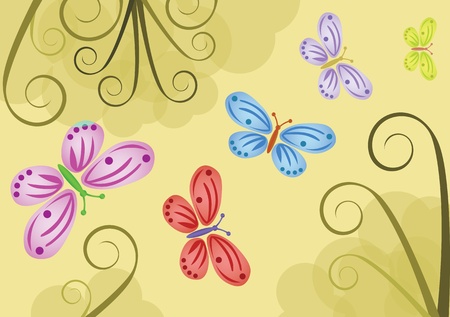 background with color butterflies - illustrationのイラスト素材