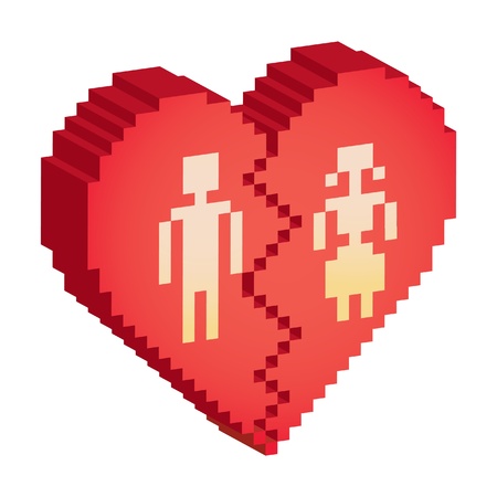 broken heart 3d pixels - illustrationのイラスト素材