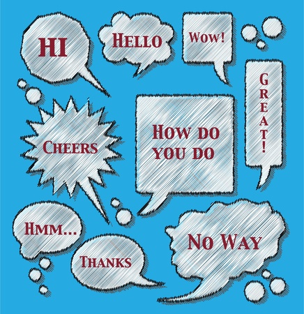 bubbles with text on blue background - illustrationのイラスト素材