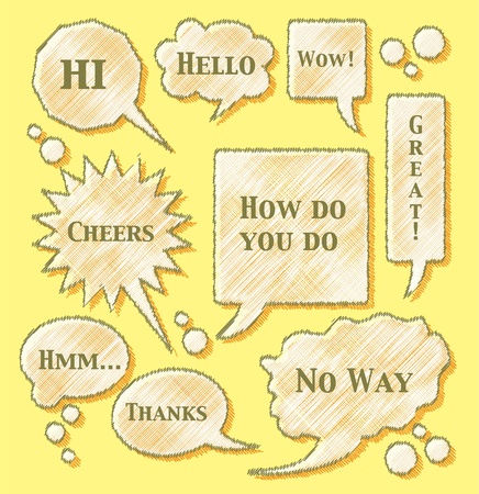 bubbles with text on yellow background - illustrationのイラスト素材