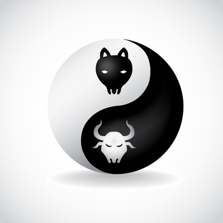 bull and bearin yin yan symbol - illustrationのイラスト素材