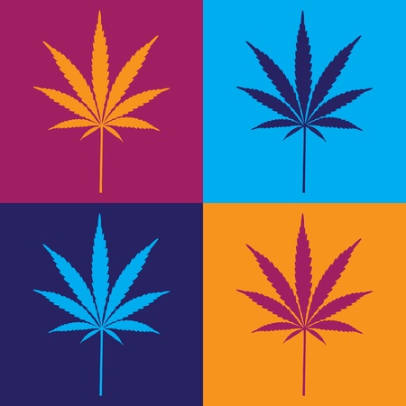 four cannabis leaf illustration in popartのイラスト素材