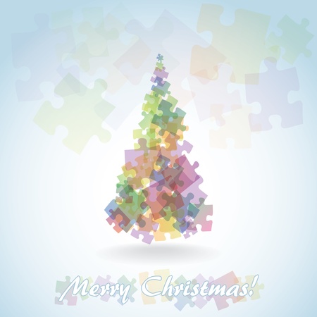 Abstract christmas tree from the pieces of puzzle - illustrationのイラスト素材