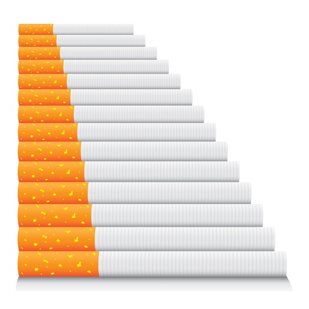 isolated cigarettes in line - detailed realistic illustrationのイラスト素材