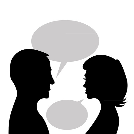 couple discuss in bubble - abstract illustrationのイラスト素材