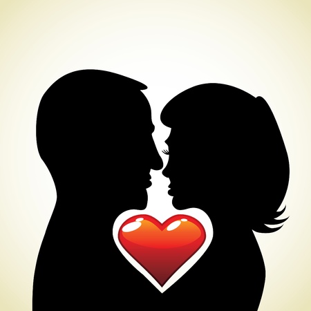 couple in love - silhouette illustrationのイラスト素材