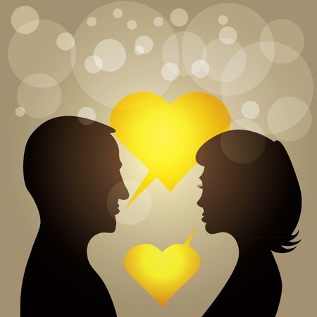 couple in love - silhouette illustrationのイラスト素材