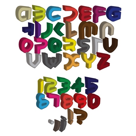 3 dimensional futuristic color alphabet letters - illustrationのイラスト素材