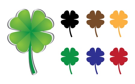 set of four-leaf clover - illustrationのイラスト素材