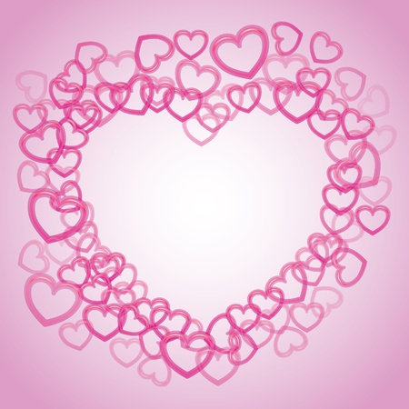 Heart from smaller outline hearts - illustrationのイラスト素材