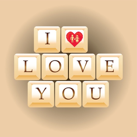 computer keys I Love You - illustrationのイラスト素材