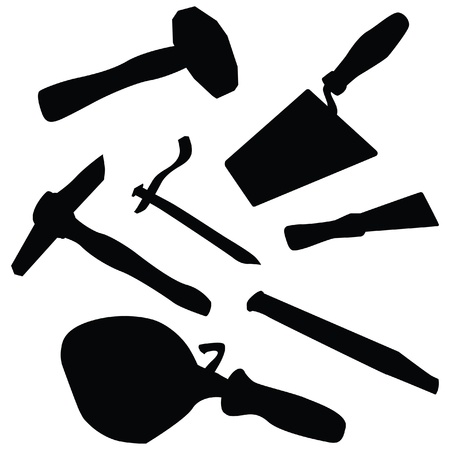 isolated silhouette illustration of masons toolのイラスト素材
