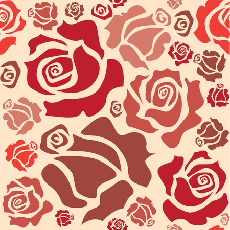 seamless pattern of red roses - sketch illustrationのイラスト素材