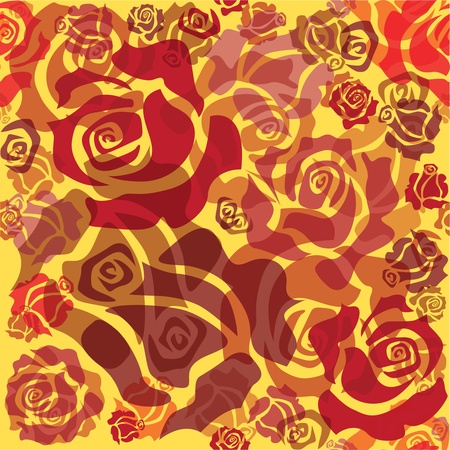 seamless pattern of red roses - sketch illustrationのイラスト素材