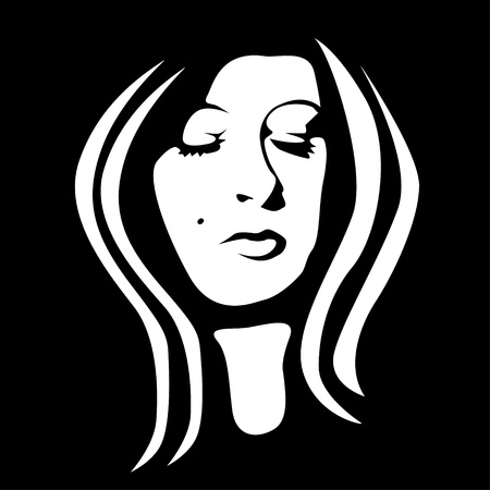 woman face black and white - illustrationのイラスト素材