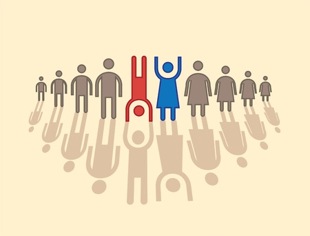 human figures in row - illustrationのイラスト素材